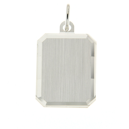 Zilveren ketting hanger rechthoek 14x18mm - Ketting-, hanger- en graveren: Sieraadgraveren.nl