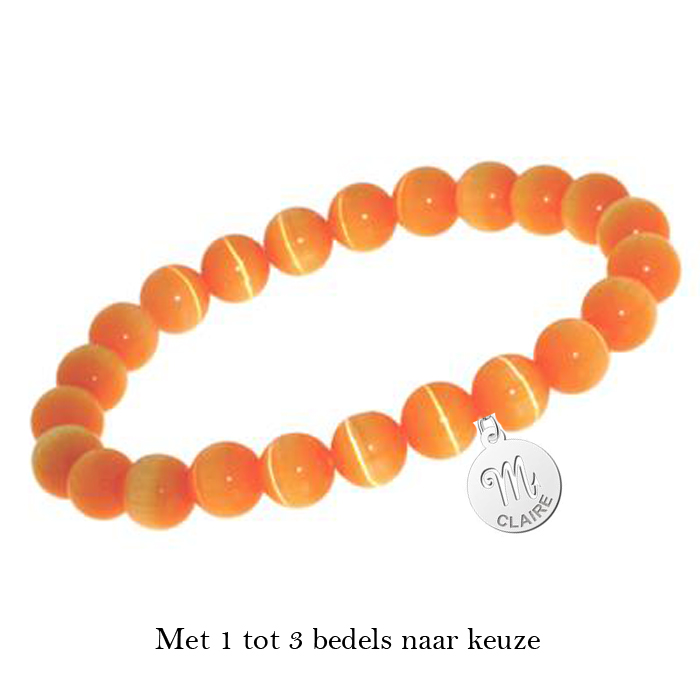 Kralen armband oranje met met naam