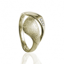 Gouden vingerafdruk ring met steentjes 14mm
