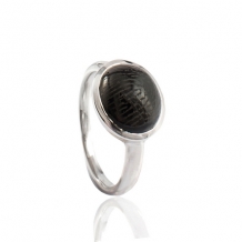Zilveren ring met vingerafdruk in ovale onyx