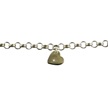 Gouden armband met steentje en askamer achter hart hanger