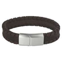 Stoere bruine lederen armband