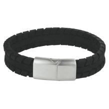 Stoere zwarte lederen armband