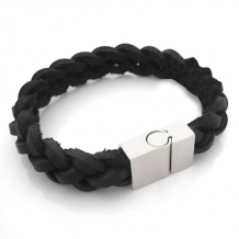 Armband gevlochten leder met RVS sluiting