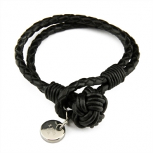 Armband gevlochten leder met bedel