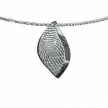 Zilveren Design blad hanger met vingerafdruk