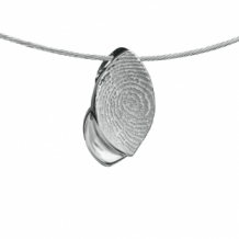 Zilveren design vingerafdruk hanger met holle achterzijde