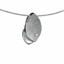 Zilveren design vingerafdruk hanger met steen en holle achterzijde