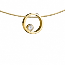 Gouden ashanger ring met askamer achter zirkonia