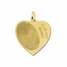 Gouden hanger hart met vingerafdruk en tekst Names4ever