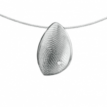Zilveren design hanger met vingerafdruk en steen