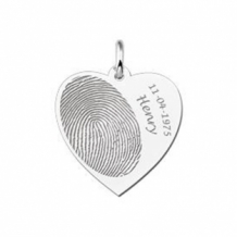 Zilveren hanger hart met vingerafdruk en tekst Names4ever