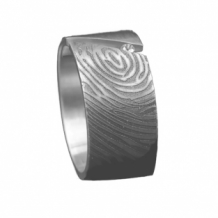 Zilveren vingerafdruk ring met gleuf en steen 840