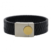 Dacaya Bulls Eye Dexter gevlochten leren armband