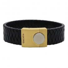 Dacaya Bulls Eye Dexter gevlochten leren armband met gouden sluiting