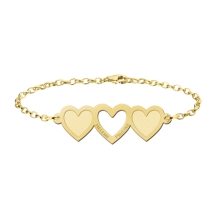 Gouden hart armband met drie hartjes Names4ever