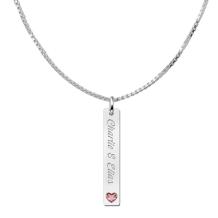 Zilveren Bar naamketting hanger met gravure met hartjes steen Names4Ever met ketting