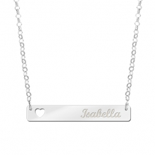 Zilveren Bar naamketting met Hartje Names4Ever