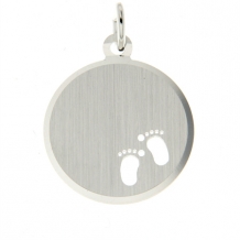 Zilveren ketting hanger rond 18mm met voetjes